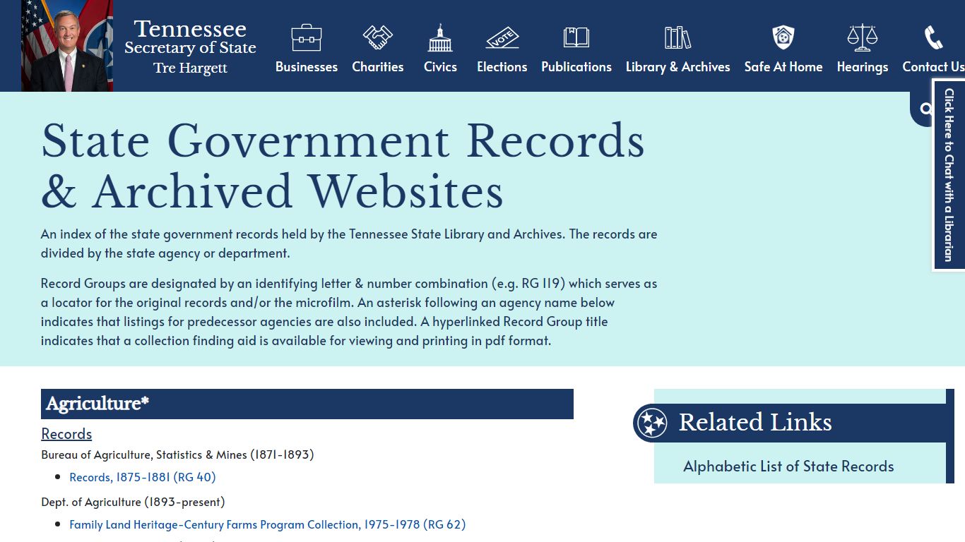 State Government Records & Archived Websites | Tennessee Secretary of State